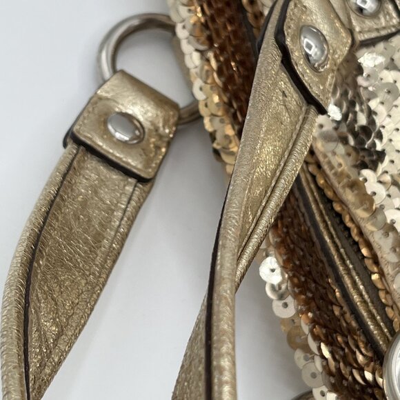 RARE Coach 15383 Poppy Gold Sequin Spotlight Satchel Purse Handbag READ - Picture 9 of 15
